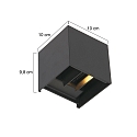 Steinhauer Steinhauer Outdoor wall luminaire, LED, 2 flames, with sensor, 2x3W, 2700K, IP54, black