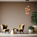 pendant luminaire BOLLIQUE 5 flames E27 IP20, amber, brass, black dimmable
