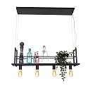 Mexlite pendant luminaire BUCKLEY 4 flames, with shelf E27 IP20, black matt dimmable