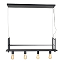 Mexlite pendant luminaire BUCKLEY 4 flames, with shelf E27 IP20, black matt dimmable