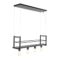 Mexlite pendant luminaire BUCKLEY 4 flames, with shelf E27 IP20, black matt dimmable