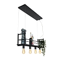Mexlite pendant luminaire BUCKLEY 4 flames, with shelf E27 IP20, black matt dimmable