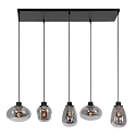 Steinhauer Pendant luminaire REFLEXION, 5 flames, smoky, fitting black