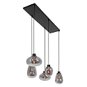 Steinhauer Steinhauer Pendant luminaire REFLEXION, 5 flames, smoky, fitting black