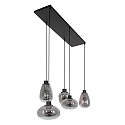 Steinhauer Steinhauer Pendant luminaire REFLEXION, 5 flames, smoky, fitting black