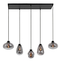 Steinhauer Steinhauer Pendant luminaire REFLEXION, 5 flames, smoky, fitting black