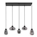 Steinhauer Steinhauer Pendant luminaire REFLEXION, 5 flames, smoky, fitting black