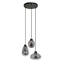 Steinhauer Steinhauer Pendant luminaire REFLEXION, 3 flames, smoky, fitting black
