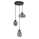 Steinhauer Steinhauer Pendant luminaire REFLEXION, 3 flames, smoky, fitting black