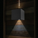 Steinhauer outdoor wall luminaire MURO up / down, cube shape, adjustable IP44, black matt dimmable