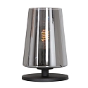 table lamp ANCILLA 1 flame, short, with switching function, conical E27 IP20, black matt dimmable