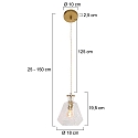 Mexlite pendant luminaire GRAZIOGLASS ?18cm E27 IP20, brass