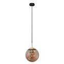 Steinhauer pendant luminaire BOLLIQUE round E27 IP20, amber, brass, black dimmable