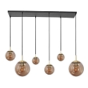 pendant luminaire BOLLIQUE 6 flames E27 IP20, amber, brass, black dimmable