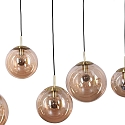 pendant luminaire BOLLIQUE 6 flames E27 IP20, amber, brass, black dimmable