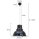 Steinhauer Steinhauer Pendant luminaire PARADE, 1 flame, metal, black