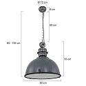 Steinhauer pendant luminaire BIKKEL - � 52CM 1 flame, large E27 IP20, concrete grey dimmable