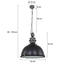 Steinhauer pendant luminaire BIKKEL - � 52CM 1 flame, large E27 IP20, black matt dimmable