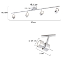 spotlight bar NATASJA 4 flames, long, Dim-To-Warm, adjustable GU10 IP20, steel brushed dimmable