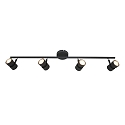 spotlight bar NATASJA 4 flames, long, Dim-To-Warm, adjustable GU10 IP20, black matt dimmable