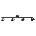 Steinhauer spotlight bar NATASJA 4 flames, long, Dim-To-Warm, adjustable GU10 IP20, black matt dimmable