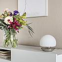 Steinhauer table lamp ANCILLA round, short, with touch dimmer G9 IP20, steel brushed dimmable