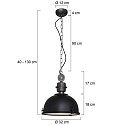 Steinhauer pendant luminaire BIKKEL - � 32CM 1 flame, small E27 IP20, black matt dimmable