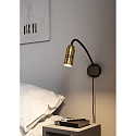 Top Light wall luminaire NEO! FLEX HOTEL II (LV) with flex arm, with plug, switchable, focusable IP20, brass, black matt dimmable
