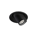ceiling luminaire BLIEK ROUND 1.0 - LED cardanic swivelling, semi flush, with wire springs IP20, mat, deep black dimmable