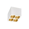 LED Ceiling luminaire PIRRO 4.1, 4 spots square, 4x 4.5W 3000K, CRi >90, dimmable, white gold
