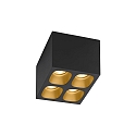 LED Ceiling luminaire PIRRO 4.1, 4 spots square, 4x 4.5W 2700K, CRi >90, dimmable, black gold