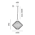 Wever & Ducr� pendant luminaire WIRO 1.1 DIAMOND CEILING SUSP E27 IP20, black 