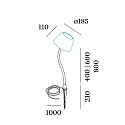 Socket 600 for LED Floor lamp SWAM FLOOR, curved, 60cm, with ground spike