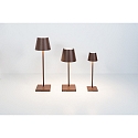 Zafferano battery table lamp POLDINA PRO MINI dimmable IP65, corten dimmable