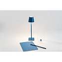Zafferano battery table lamp POLDINA MICRO IP65, blue dimmable
