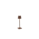 battery table lamp POLDINA MICRO IP65, corten dimmable