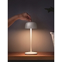 Zafferano battery table lamp CIRCE IP65, white matt dimmable
