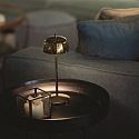 Zafferano battery table lamp CIRCE IP65, gold dimmable