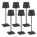 battery table lamp POLDINA PRO set of 6 IP65, black dimmable