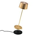 Zafferano battery table lamp OLIVIA TAVOLO PRO IP20, gold leaf, lacquered dimmable