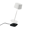Zafferano battery table lamp OFELIA TAVOLO PRO square, CCT Switch, with touch dimmer IP65, white, lacquered dimmable