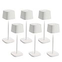 battery table lamp OFELIA TAVOLO PRO set of 6 IP65, white, lacquered dimmable
