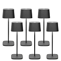 battery table lamp OFELIA TAVOLO PRO set of 6 IP65, dark grey, lacquered dimmable