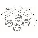 KALU LED 4 Wall and Ceiling luminaire, square, 60°, black