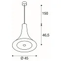 Premium LED Pendant luminaire BATO 45 PD, Ø 45cm, 30W 2500K 1900lm 100°, TRIAC dimmable, brushed brass