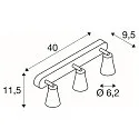SLV Wall and Ceiling luminaire AVO TRIPLE, 3 flame, silver grey, 3x GU10 QPAR51 max. 50W