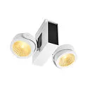 SLV Premium LED Wall and Ceiling luminaire TEC KALU CL, Double, TRIAC dimmable, 31W 1900lm, 24° 3000K, white / black
