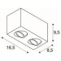 SLV LED Ceiling luminaire TRILEDO Double, 16W 3000K 1340lm 38°, 30° separately swiveling, white