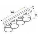 SLV Wall and Ceiling luminaire KALU CW, Quad, QPAR111, 4x max. 75W, brushed alu