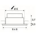 SLV LED Outdoor Recessed Downlight PATTA-I square, IP65 IK02, 7.3W 1800-3000K 440lm, dim to warm, black